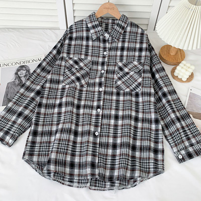 Új modell női kockás ing zsebekkel