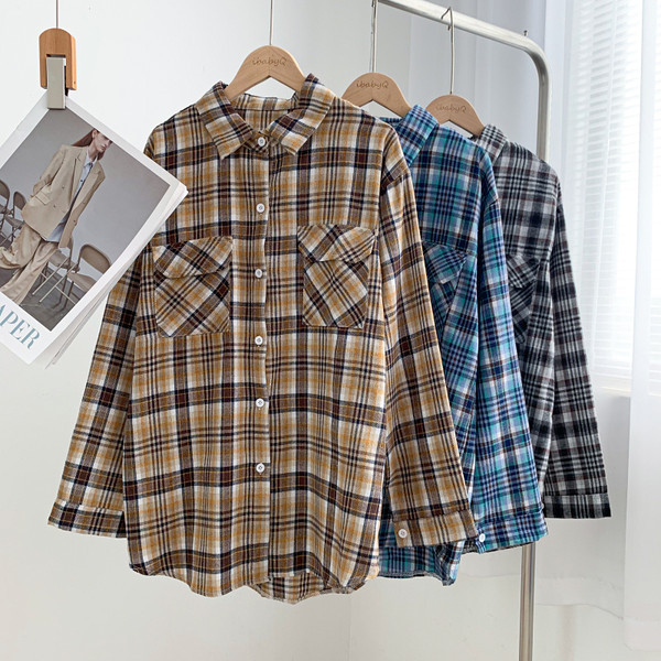 Új modell női kockás ing zsebekkel