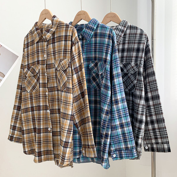 Új modell női kockás ing zsebekkel