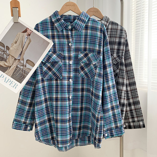 Új modell női kockás ing zsebekkel