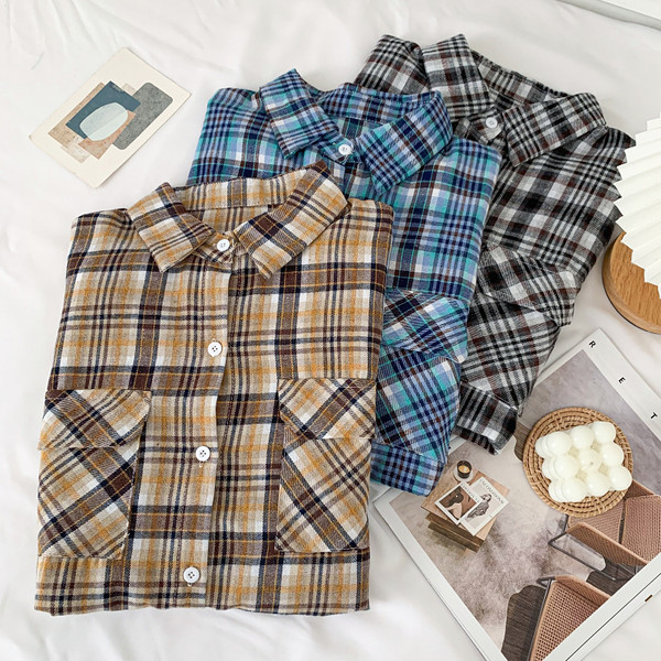 Új modell női kockás ing zsebekkel