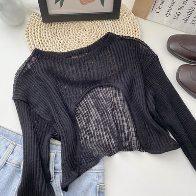 Γυναικεία μπλούζα με οβάλ λαιμόκοψη και μακριά μανίκια σε διάφορα χρώματα