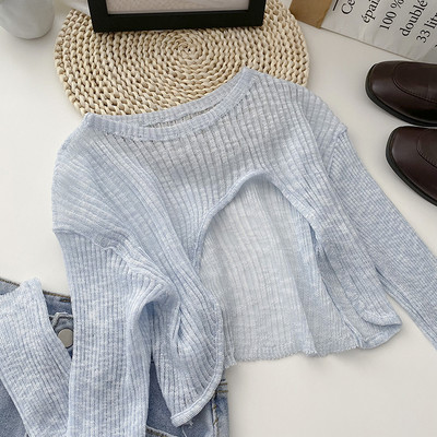 Γυναικεία μπλούζα με οβάλ λαιμόκοψη και μακριά μανίκια σε διάφορα χρώματα