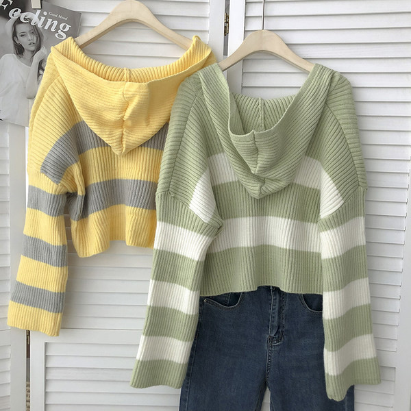 Naiste laiade varrukatega triibuline kampsun