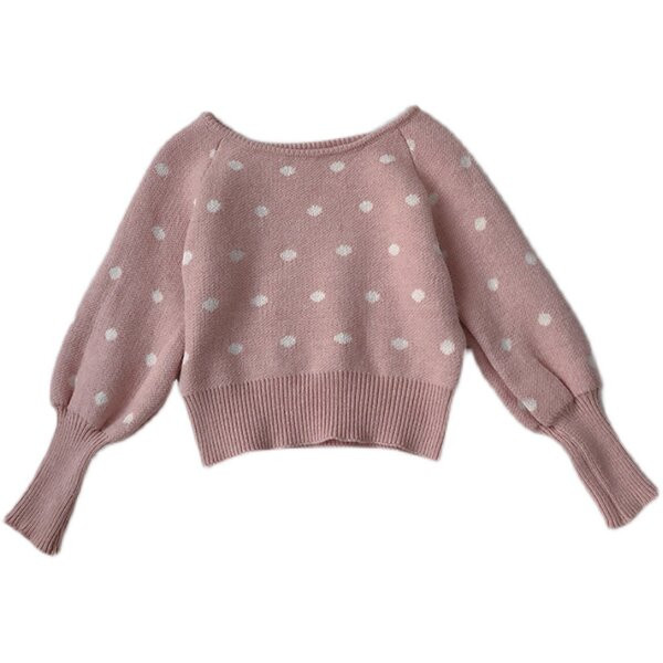 Lezser pöttyös pulóver ovális nyakkivágással