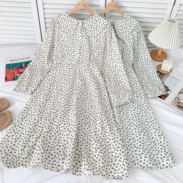 Alkalmi női ruha virágmintával, hosszú ujjal