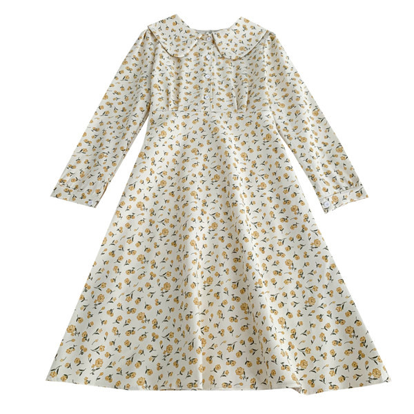 Alkalmi női ruha virágmintával, hosszú ujjal