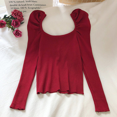 Naiste moodne kandilise kaelusega pluus