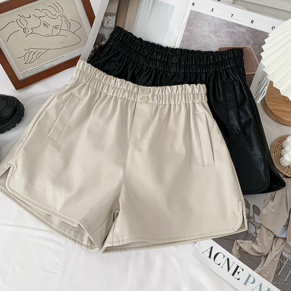 Öko-nahast valmistatud vabaaja naiste lühikesed püksid