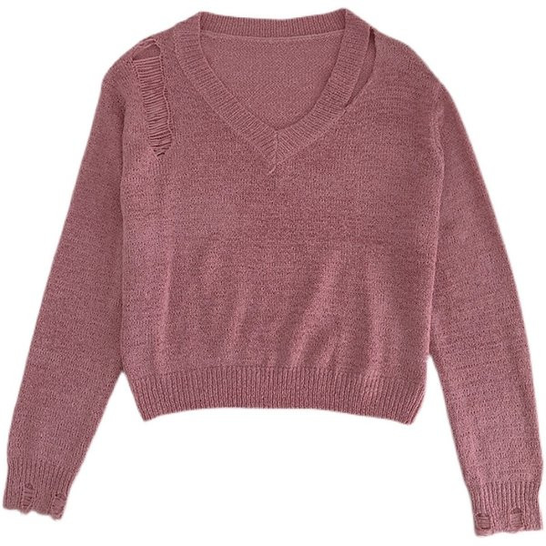 Női alkalmi pulóver hosszú ujjal és spitz nyakkivágással