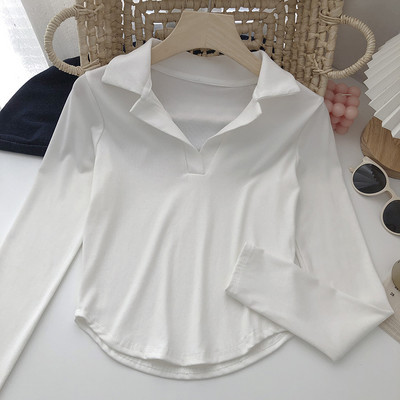 Naiste klassikalise krae ja pikkade varrukatega pluus