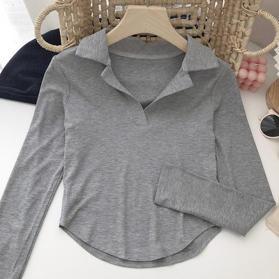 Naiste klassikalise krae ja pikkade varrukatega pluus