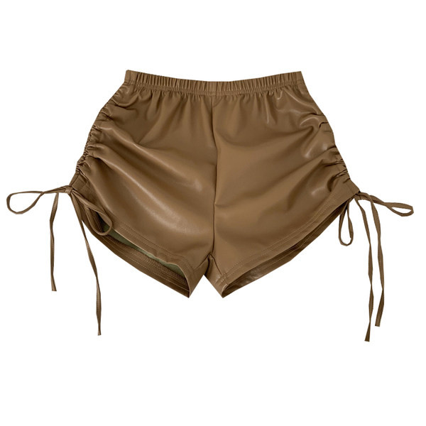 Alkalmi női bőr rövidnadrág fűzős