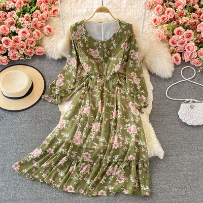 Γυναικείο φόρεμα με γραβάτες και στρογγυλή λαιμόκοψη