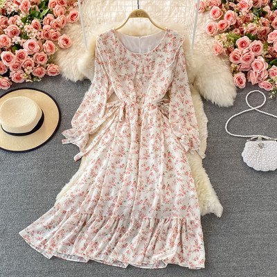 Γυναικείο φόρεμα με γραβάτες και στρογγυλή λαιμόκοψη