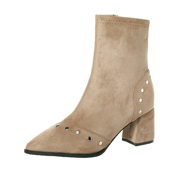 Öko-seemisnahast stiilsed lukuga ja 6,5 cm kõrge kontsaga naiste saapad