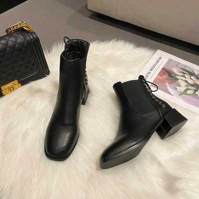 Γυναικείες casual ψηλοτάκουνες μπότες με κορδόνια