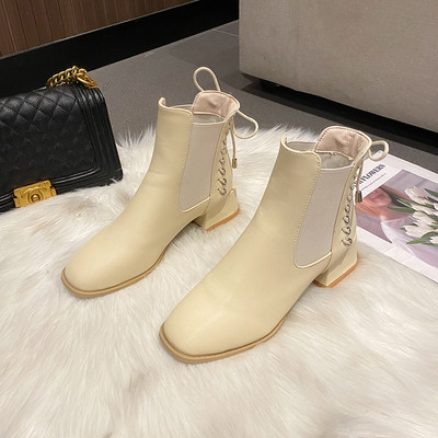 Γυναικείες casual ψηλοτάκουνες μπότες με κορδόνια