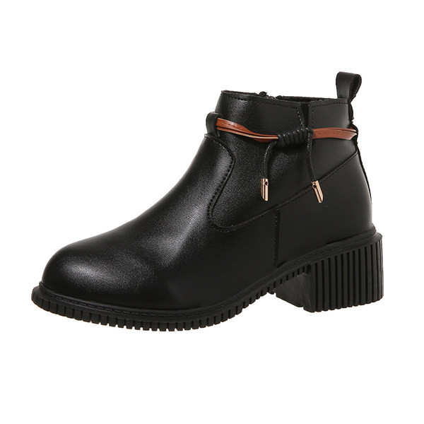 Modern női öko bőr csizma lekerekített modell cipzárral