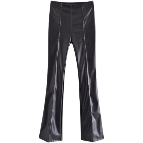 Öko-nahast sügispüksid kõrge vöökohaga