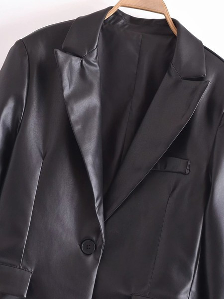 Új modell eko bőrből készült, gombos női kabát