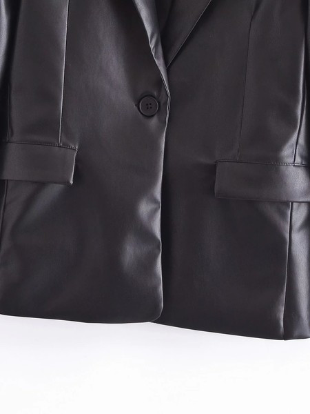 Új modell eko bőrből készült, gombos női kabát