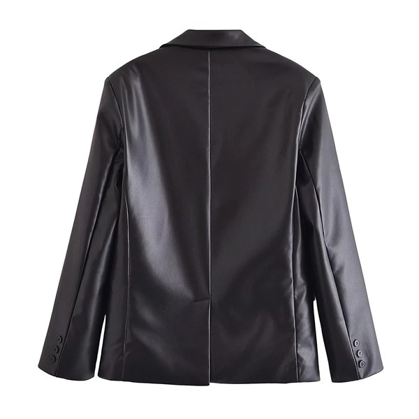 Új modell eko bőrből készült, gombos női kabát