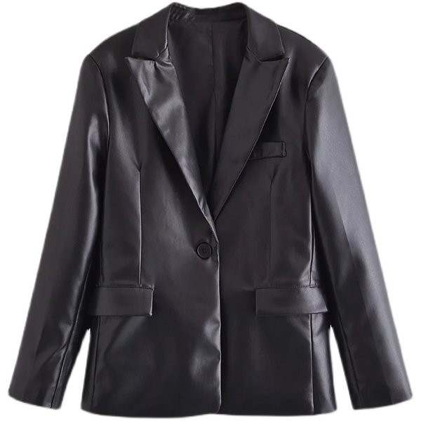 Új modell eko bőrből készült, gombos női kabát