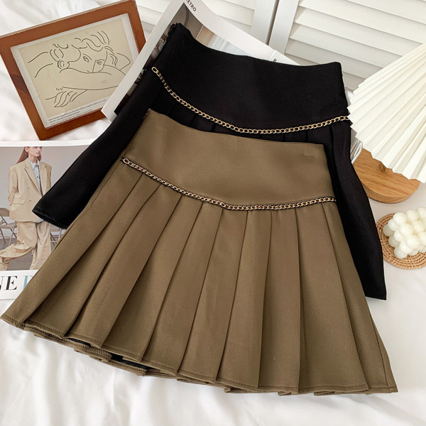 Modern női rakott rövid szoknya magas derékkal