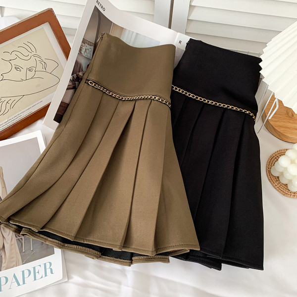 Modern női rakott rövid szoknya magas derékkal