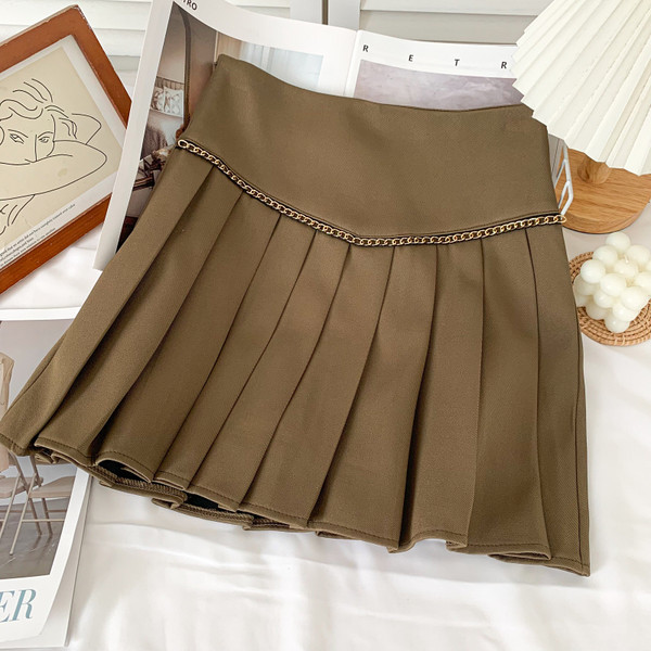 Modern női rakott rövid szoknya magas derékkal