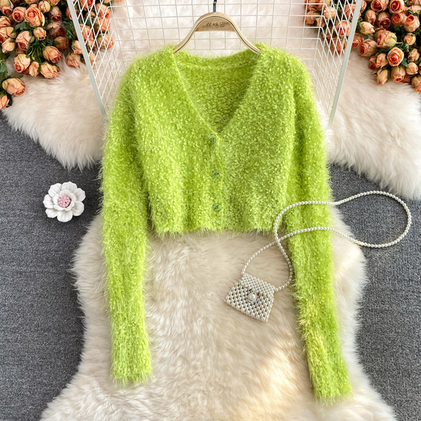 Uue mudeli naiste lühike nööpide ja pikkade varrukatega kardigan