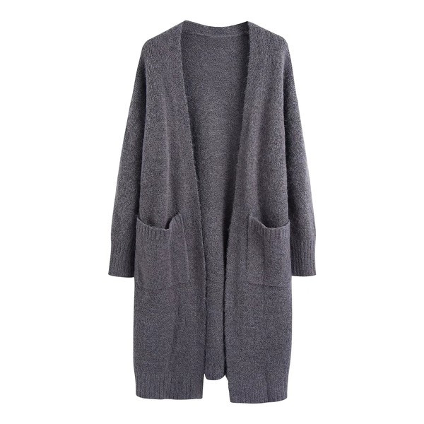 Női hosszú kötött mellény zsebekkel - rögzítés nélkül