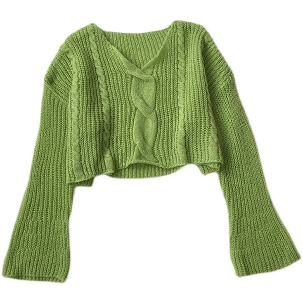 Kaasaegne kolmes värvitoonis spits-kaelusega kampsun