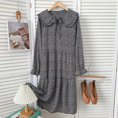 Ženska ležerna haljina s dugim rukavima i okruglim izrezom