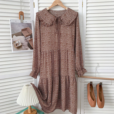 Ženska ležerna haljina s dugim rukavima i okruglim izrezom