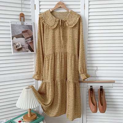 Ženska ležerna haljina s dugim rukavima i okruglim izrezom