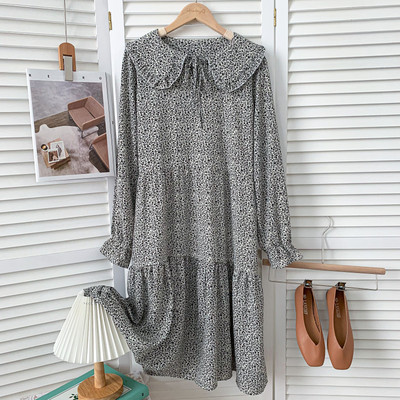 Ženska ležerna haljina s dugim rukavima i okruglim izrezom