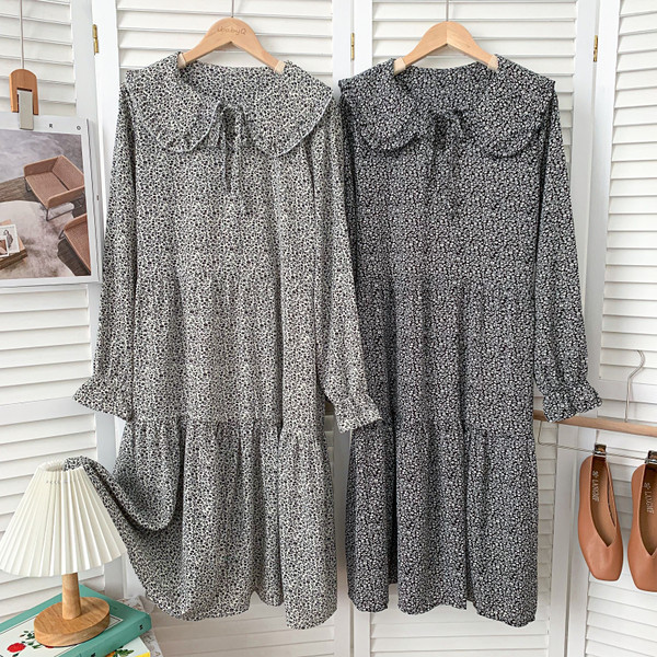 Ženska ležerna haljina s dugim rukavima i okruglim izrezom