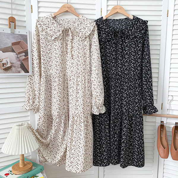 Ženska ležerna haljina s dugim rukavima i okruglim izrezom