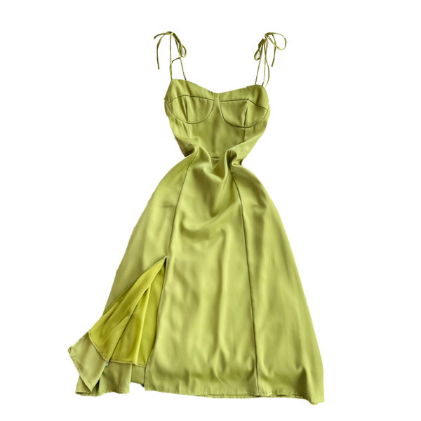 Ženska moderna haljina s prorezima i tankim naramenicama