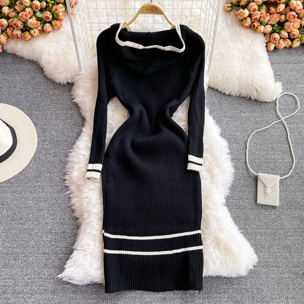 Ženska haljina od samta s kapuljačom