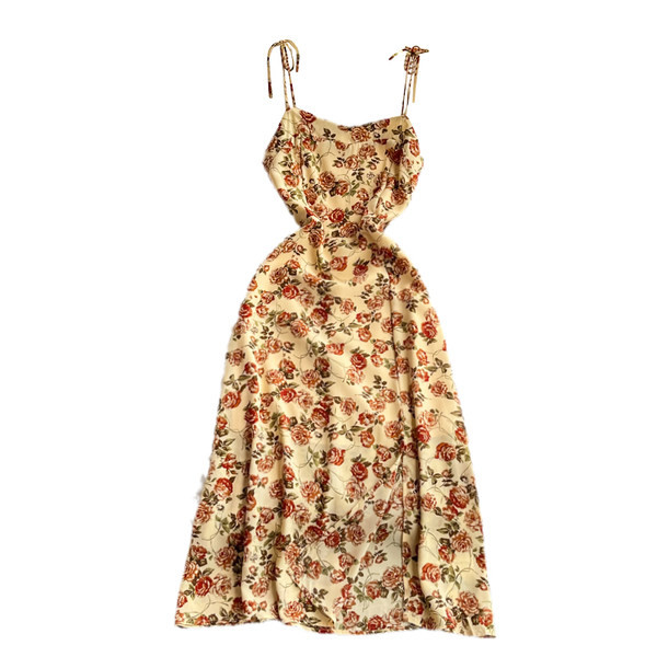 Rochie moderna cu bretele subtiri si model floral