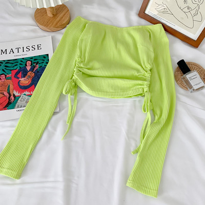 Csónakos nyakkivágású, hosszú ujjú női blúz - sima modell