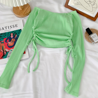 Csónakos nyakkivágású, hosszú ujjú női blúz - sima modell