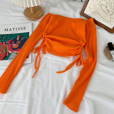 Csónakos nyakkivágású, hosszú ujjú női blúz - sima modell