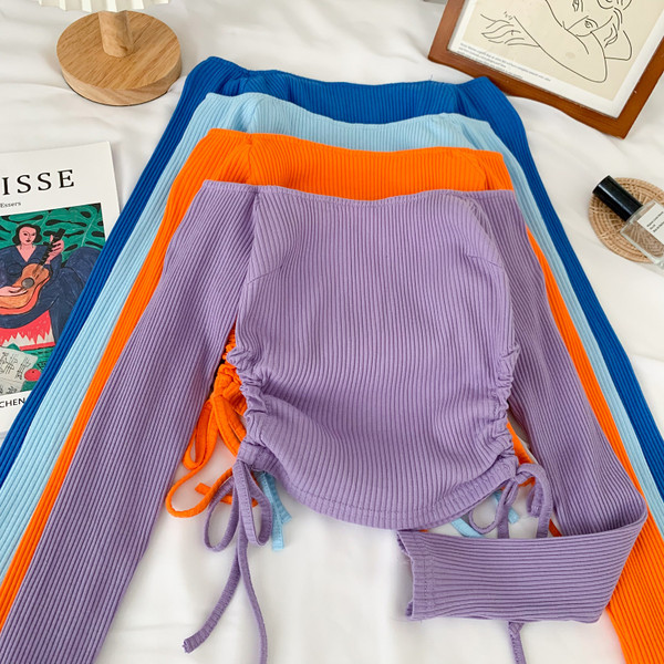 Csónakos nyakkivágású, hosszú ujjú női blúz - sima modell