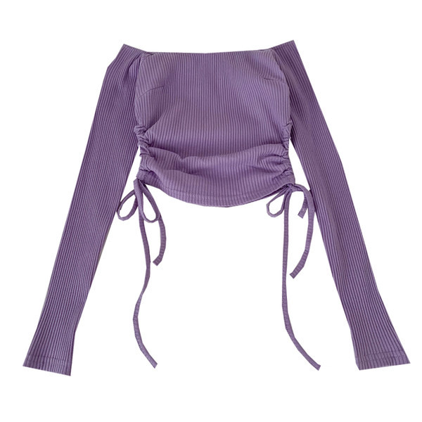 Csónakos nyakkivágású, hosszú ujjú női blúz - sima modell