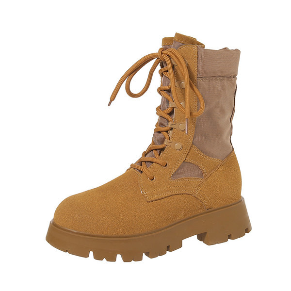 Alkalmi női csizma fűzővel és lapos talppal