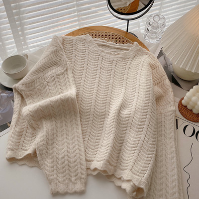 Πλεκτό γυναικείο πουλόβερ με στρογγυλή λαιμόκοψη σε διάφορα χρώματα